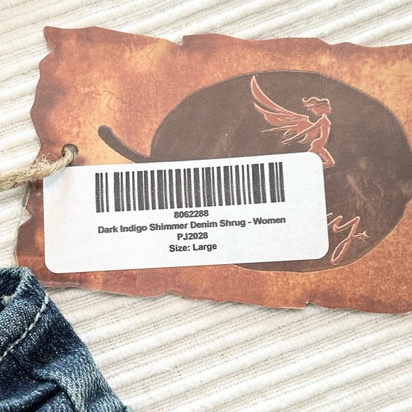 Studded Denim Crop Jacket Dark Indigo Shimmer Shrug - Picture 7 of 8